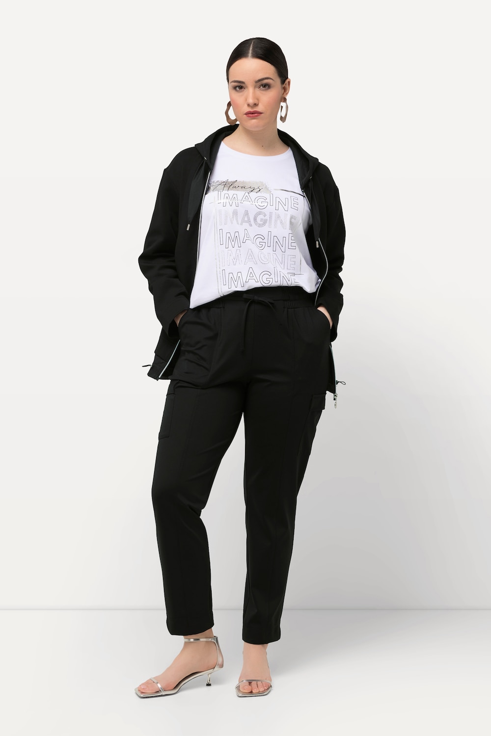 Große Größen Cargohose, Damen, schwarz, Größe: 56, Synthetische Fasern, Ulla Popken von MODERN VIEW