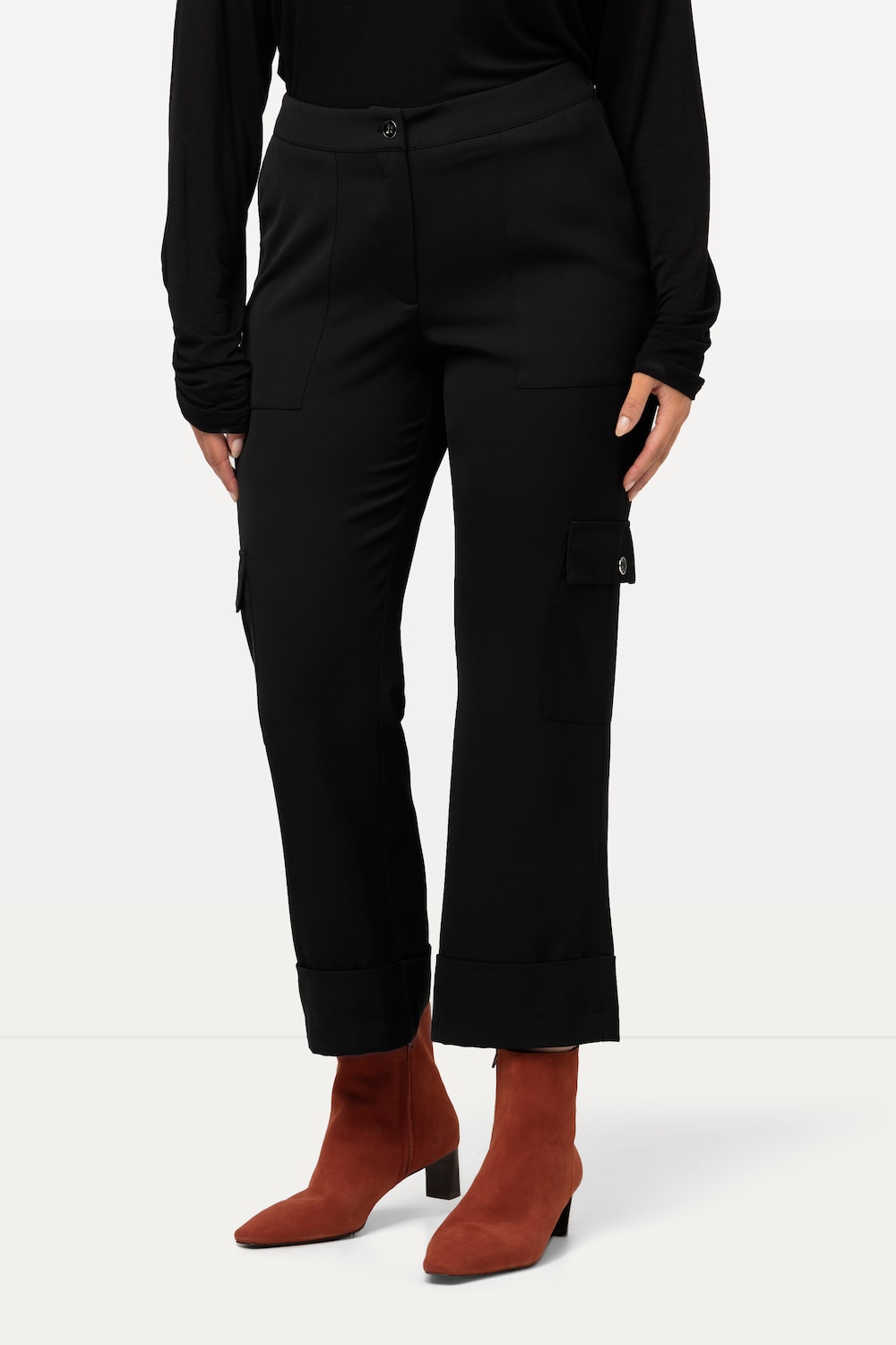 Große Größen Cargohose Mandy, Damen, schwarz, Größe: 54, Polyester, Ulla Popken von MODERN VIEW