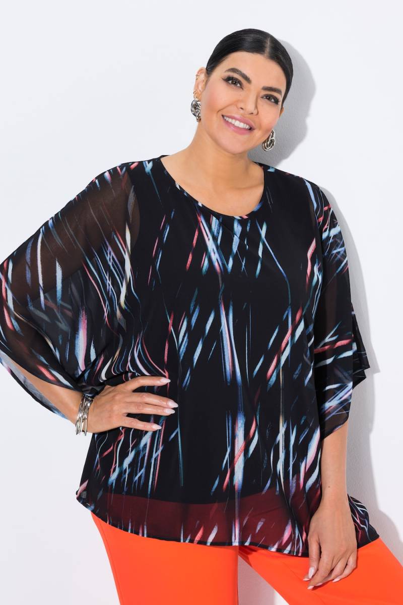 Große Größen Chiffon-Tunika, Damen, schwarz, Größe: 62/64, Viskose, Ulla Popken von MODERN VIEW