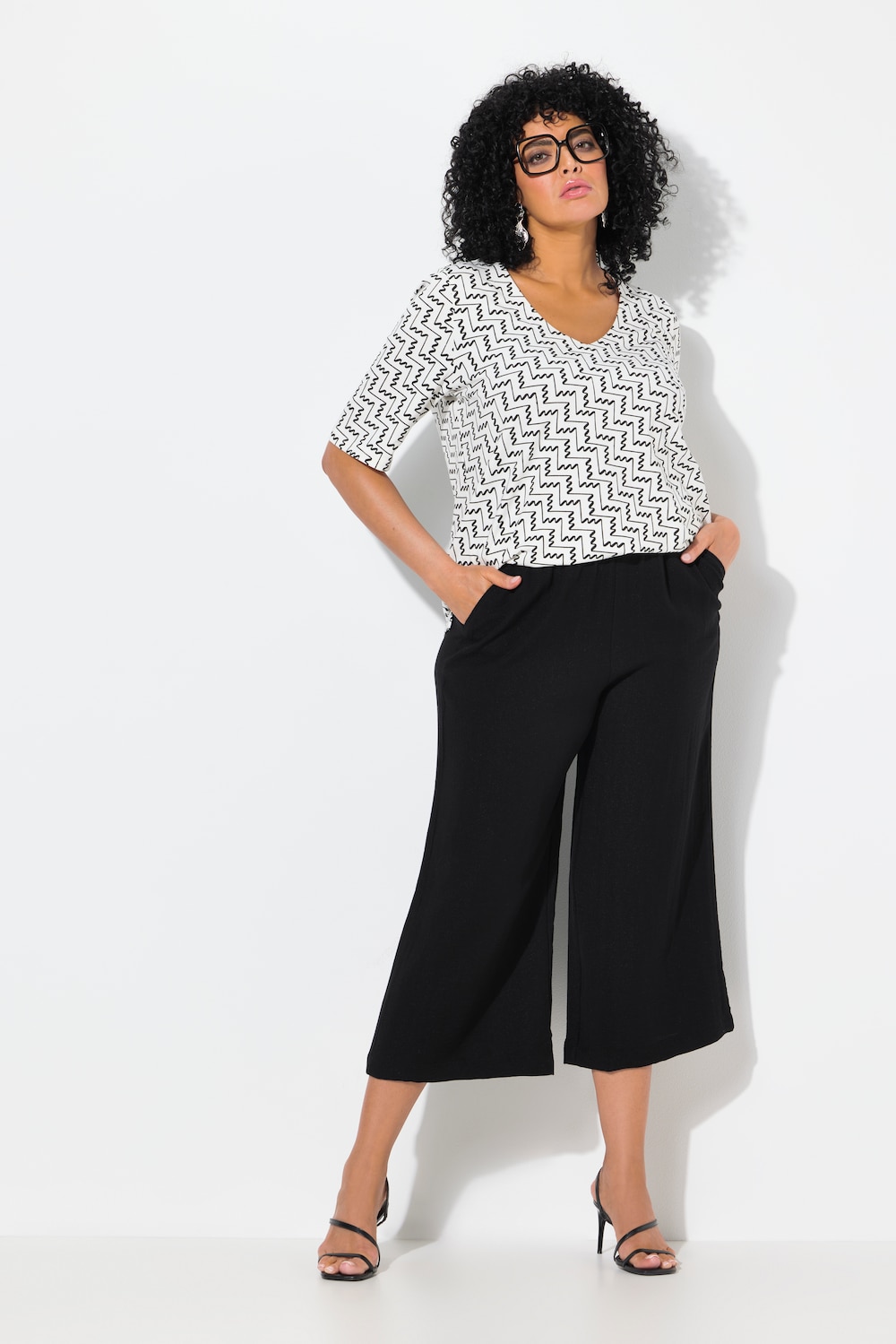 Große Größen Culotte, Damen, schwarz, Größe: 44, Viskose/Synthetische Fasern, Ulla Popken von MODERN VIEW