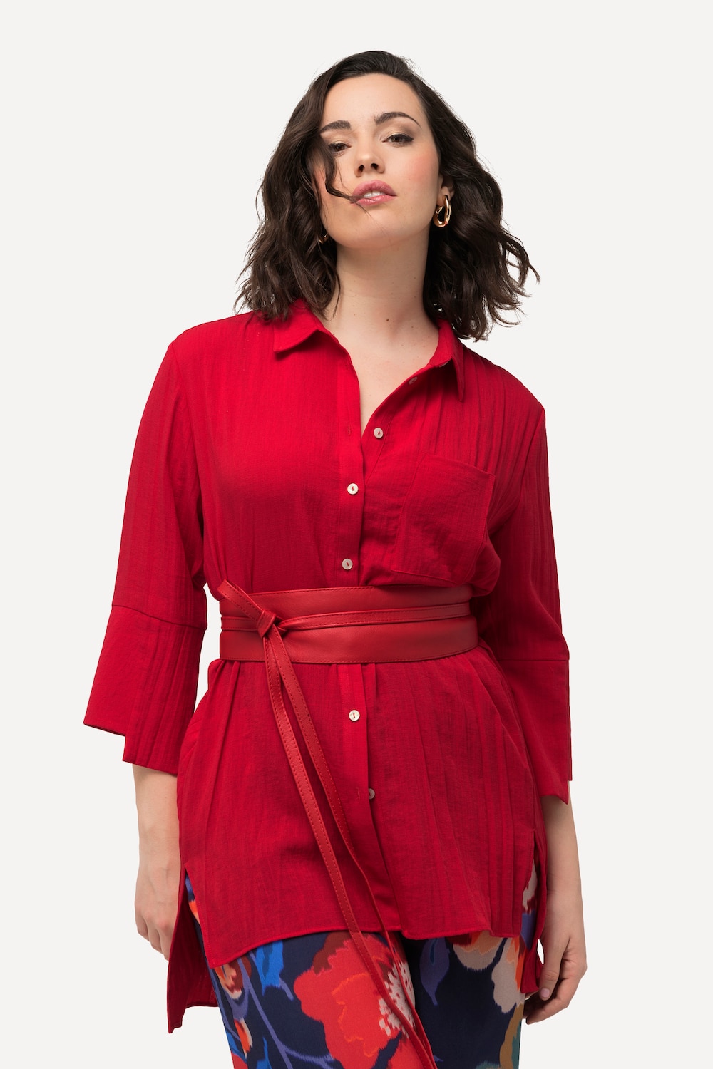 Große Größen Hemdbluse, Damen, rot, Größe: 62/64, Viskose/Synthetische Fasern, Ulla Popken von MODERN VIEW