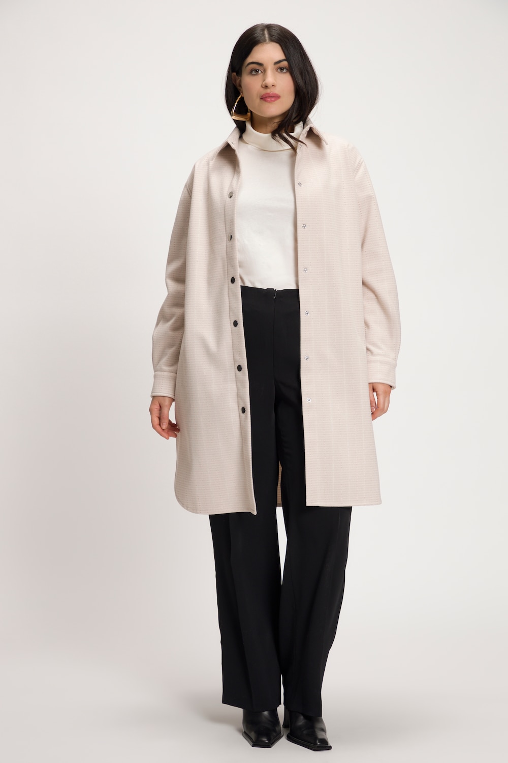 Große Größen Hemdjacke, Damen, grau, Größe: 50/52, Polyester, Ulla Popken von MODERN VIEW