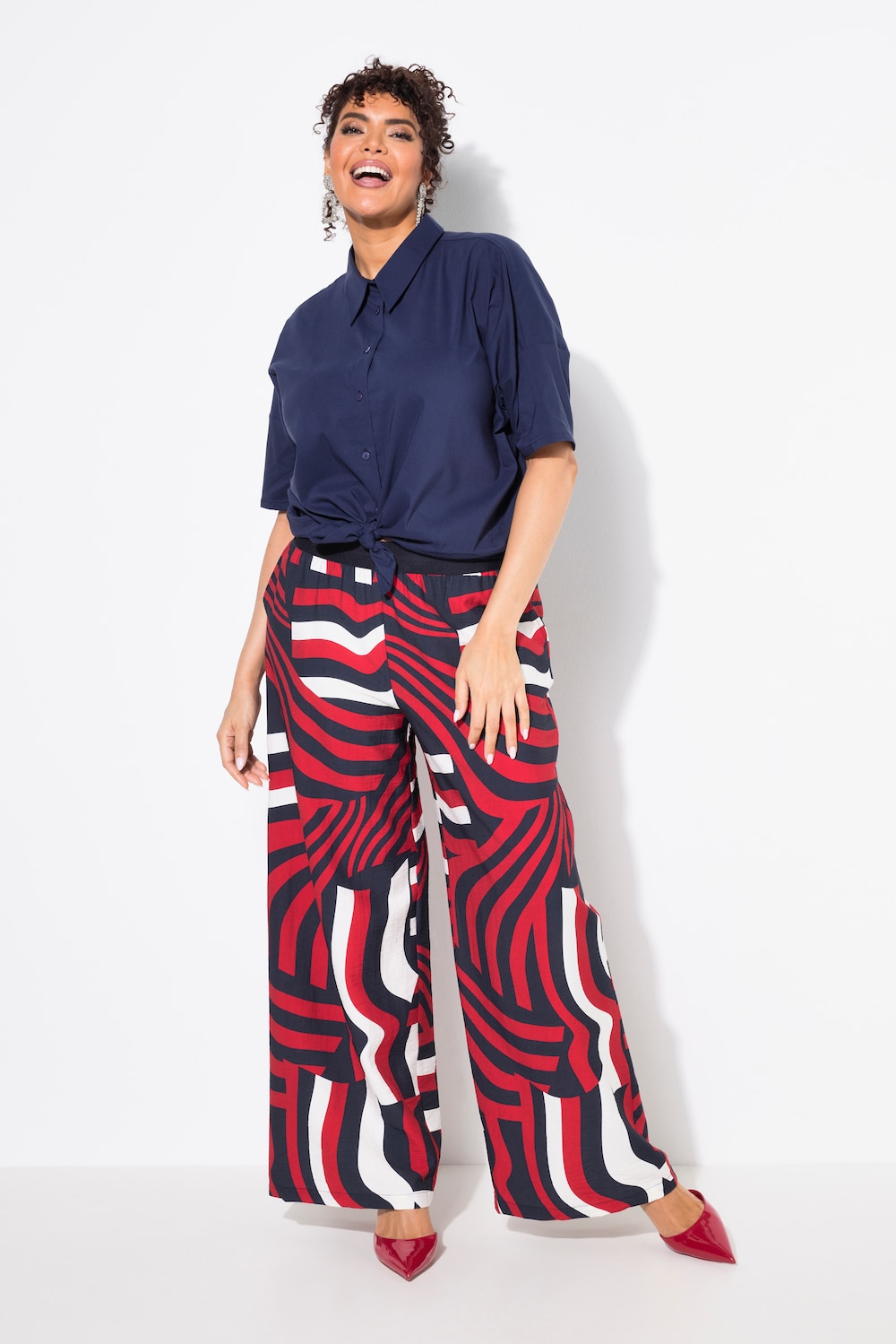 Große Größen Hose, Damen, rot, Größe: 54/56, Viskose/Synthetische Fasern, Ulla Popken von MODERN VIEW