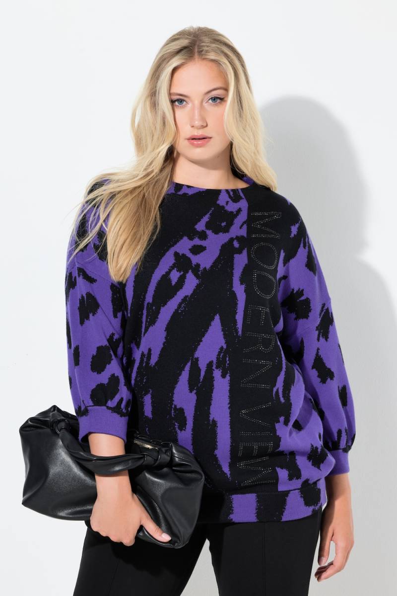 Große Größen Jacquard-Pullover, Damen, lila, Größe: 46/48, Synthetische Fasern/Baumwolle, Ulla Popken von MODERN VIEW