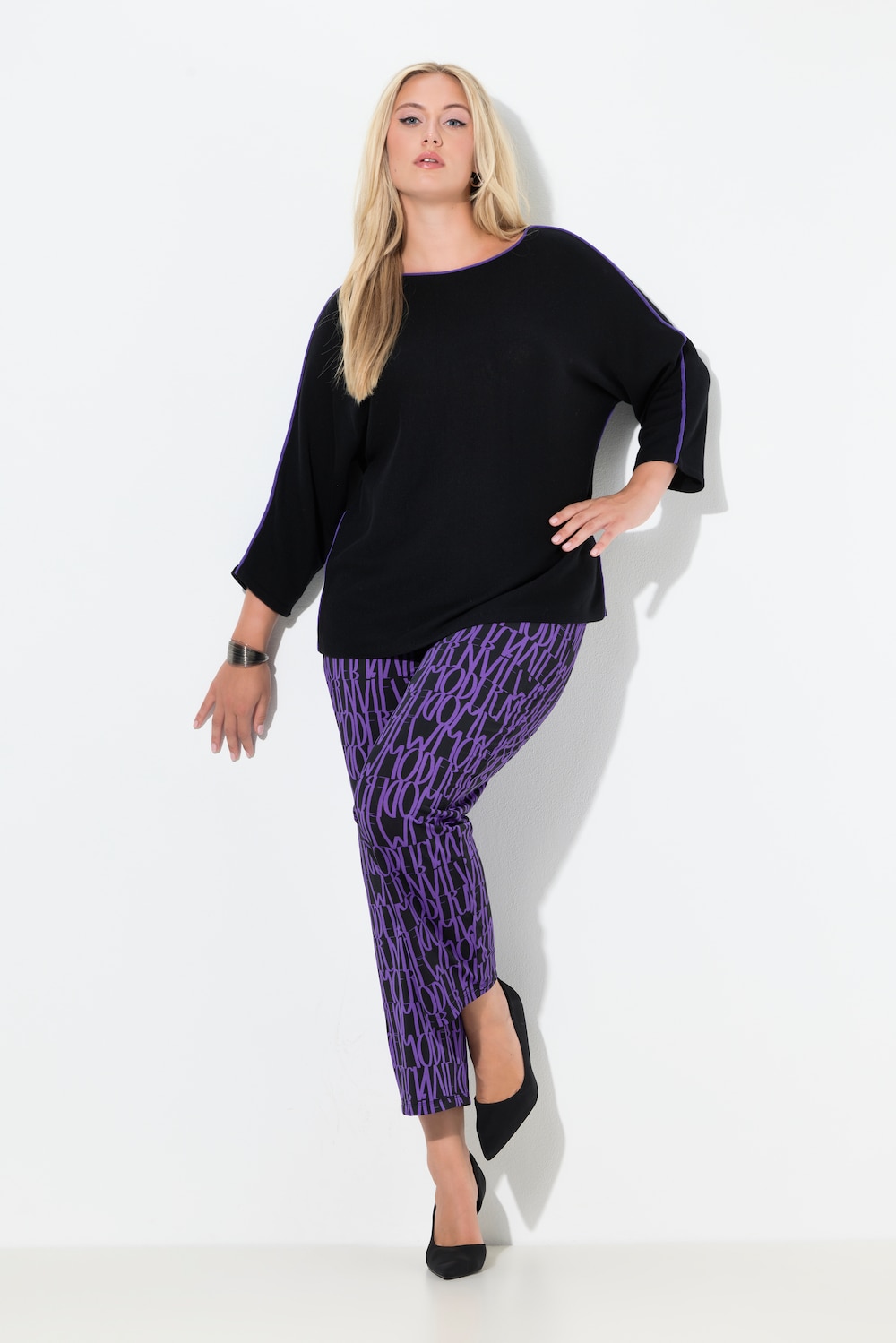 Große Größen Jerseyhose Sienna, Damen, lila, Größe: 46/48, Polyester/Elasthan, Ulla Popken von MODERN VIEW