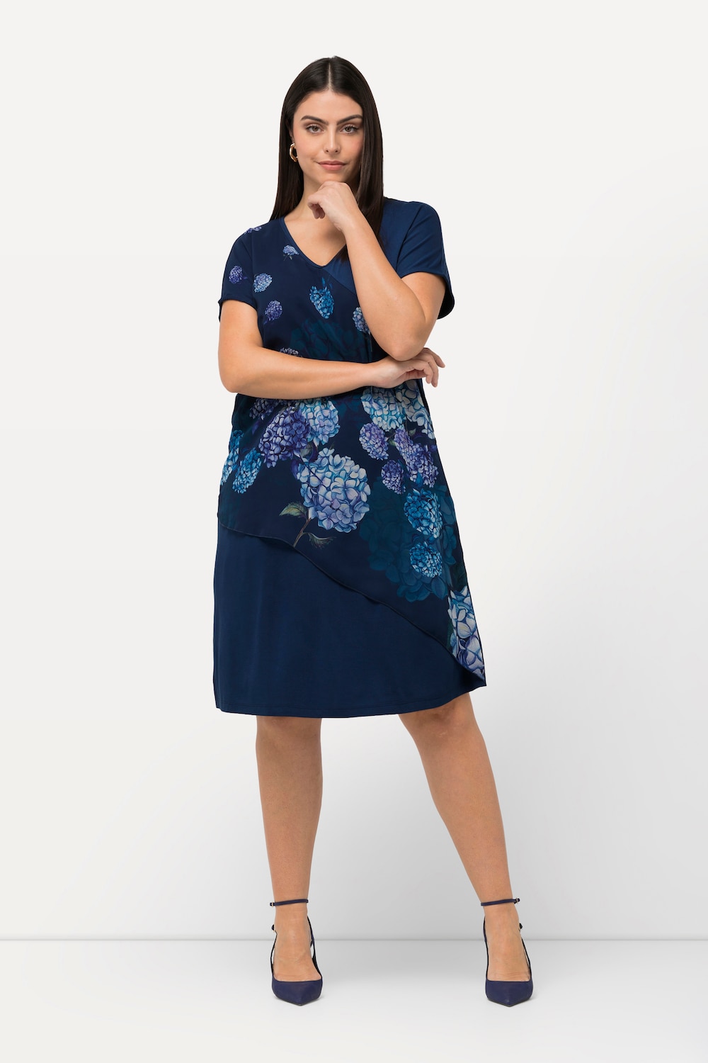 Große Größen Jerseykleid, Damen, blau, Größe: 50/52, Polyester/Viskose, Ulla Popken von MODERN VIEW