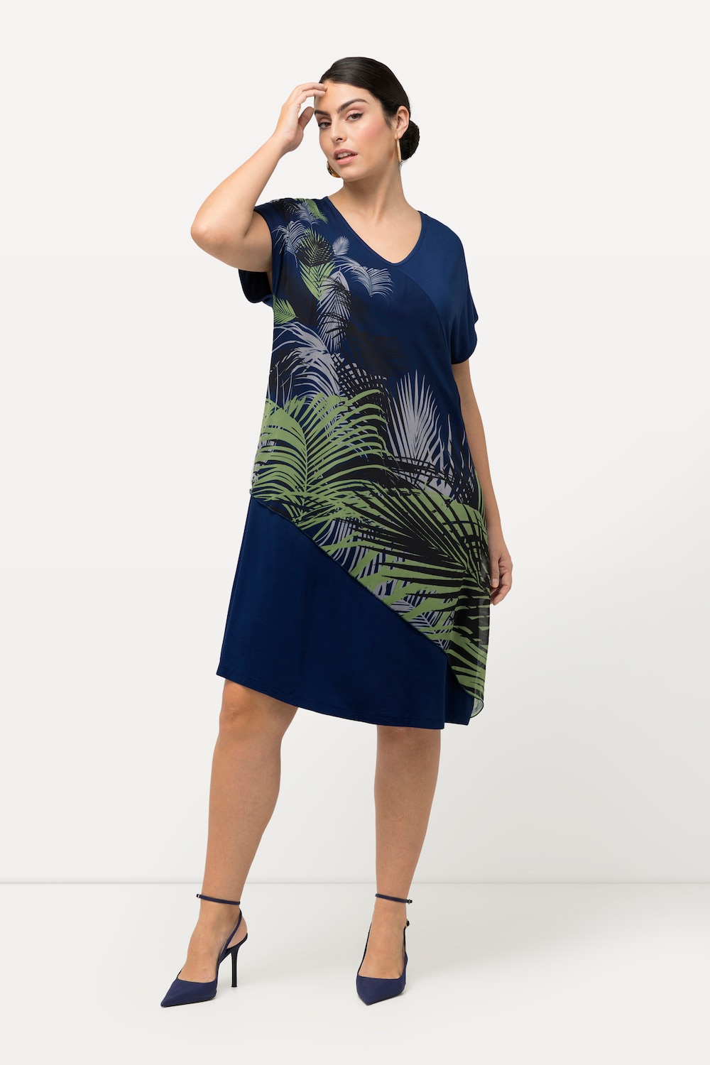 Große Größen Jerseykleid, Damen, blau, Größe: 58/60, Polyester/Viskose, Ulla Popken von MODERN VIEW