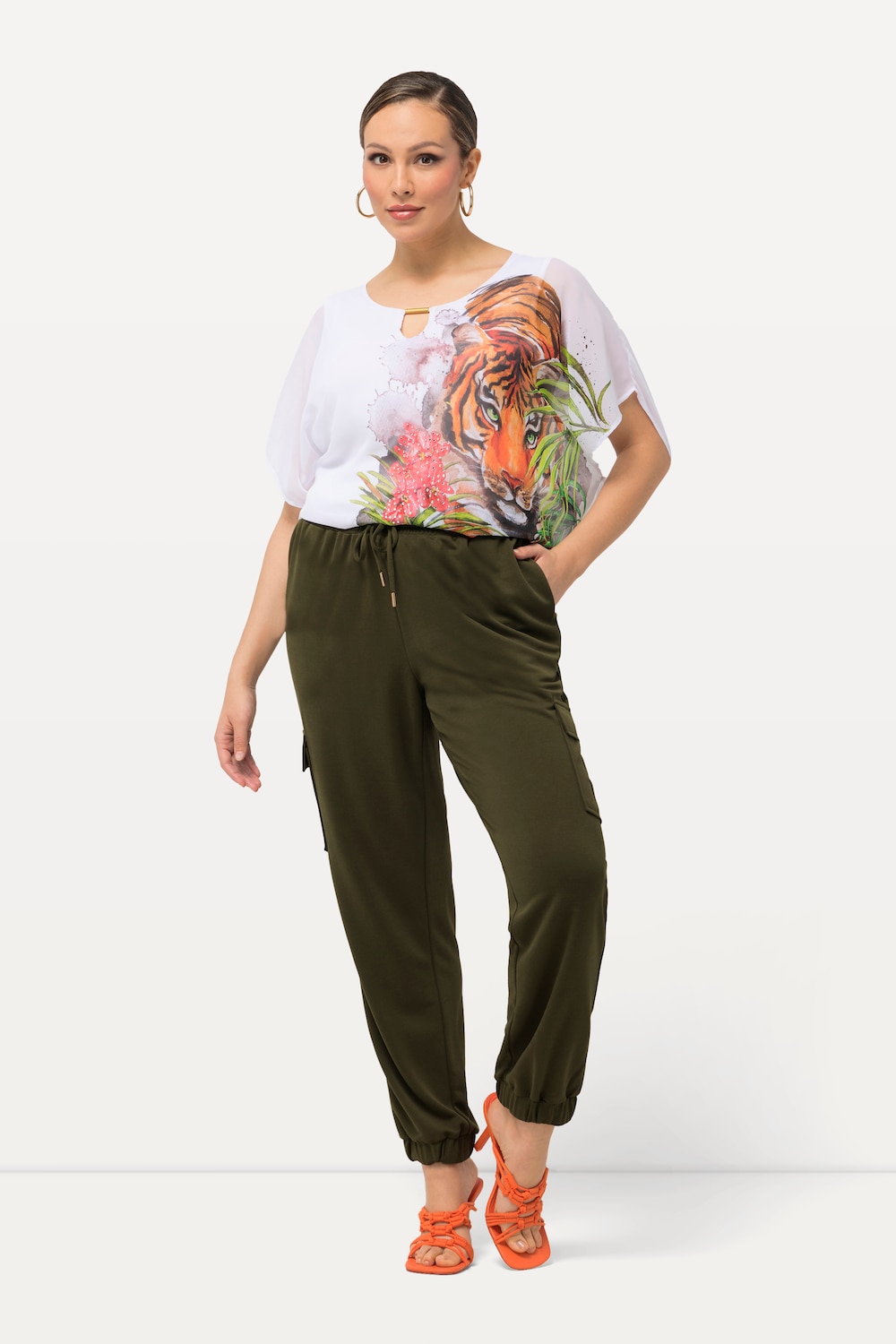 Große Größen Parachute-Sweathose, Damen, braun, Größe: 62/64, Synthetische Fasern/Polyester, Ulla Popken von MODERN VIEW
