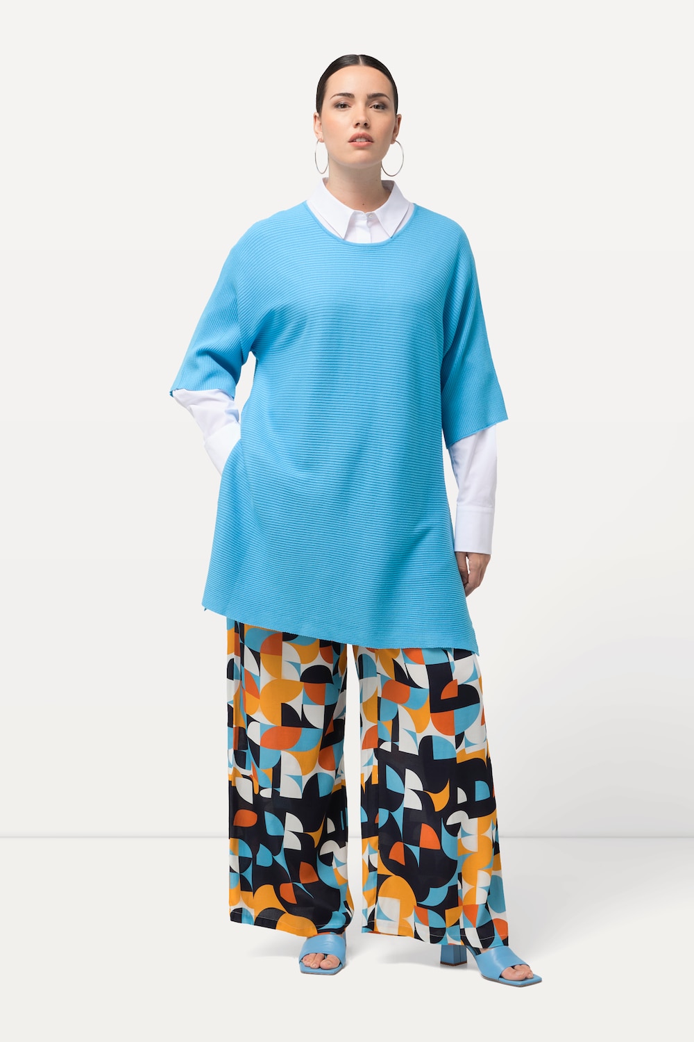 Große Größen Pullover, Damen, blau, Größe: 50/52, Baumwolle/Viskose, Ulla Popken von MODERN VIEW