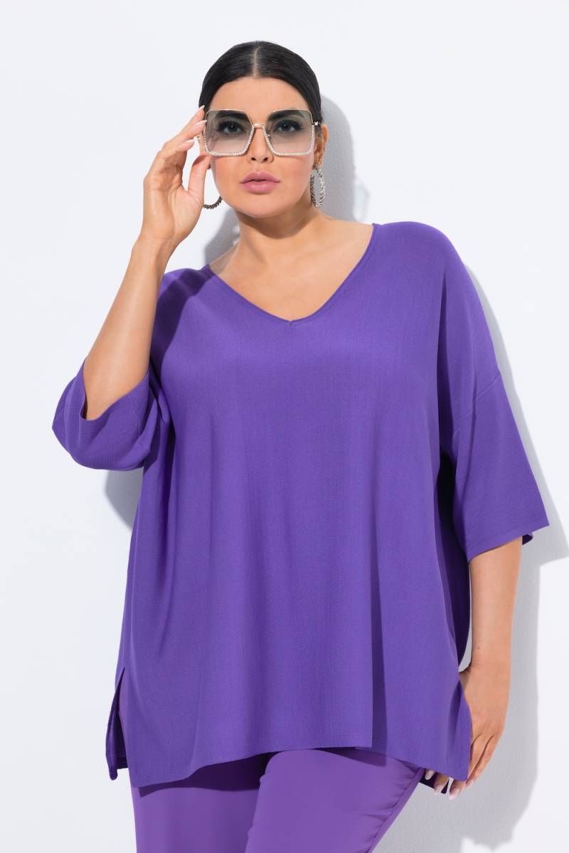 Große Größen Pullover, Damen, lila, Größe: 50/52, Viskose/Synthetische Fasern, Ulla Popken von MODERN VIEW