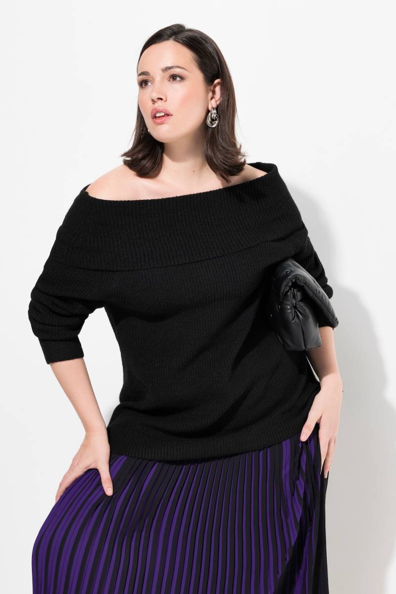 Große Größen Pullover, Damen, schwarz, Größe: 50/52, Synthetische Fasern/Polyester, Ulla Popken von MODERN VIEW