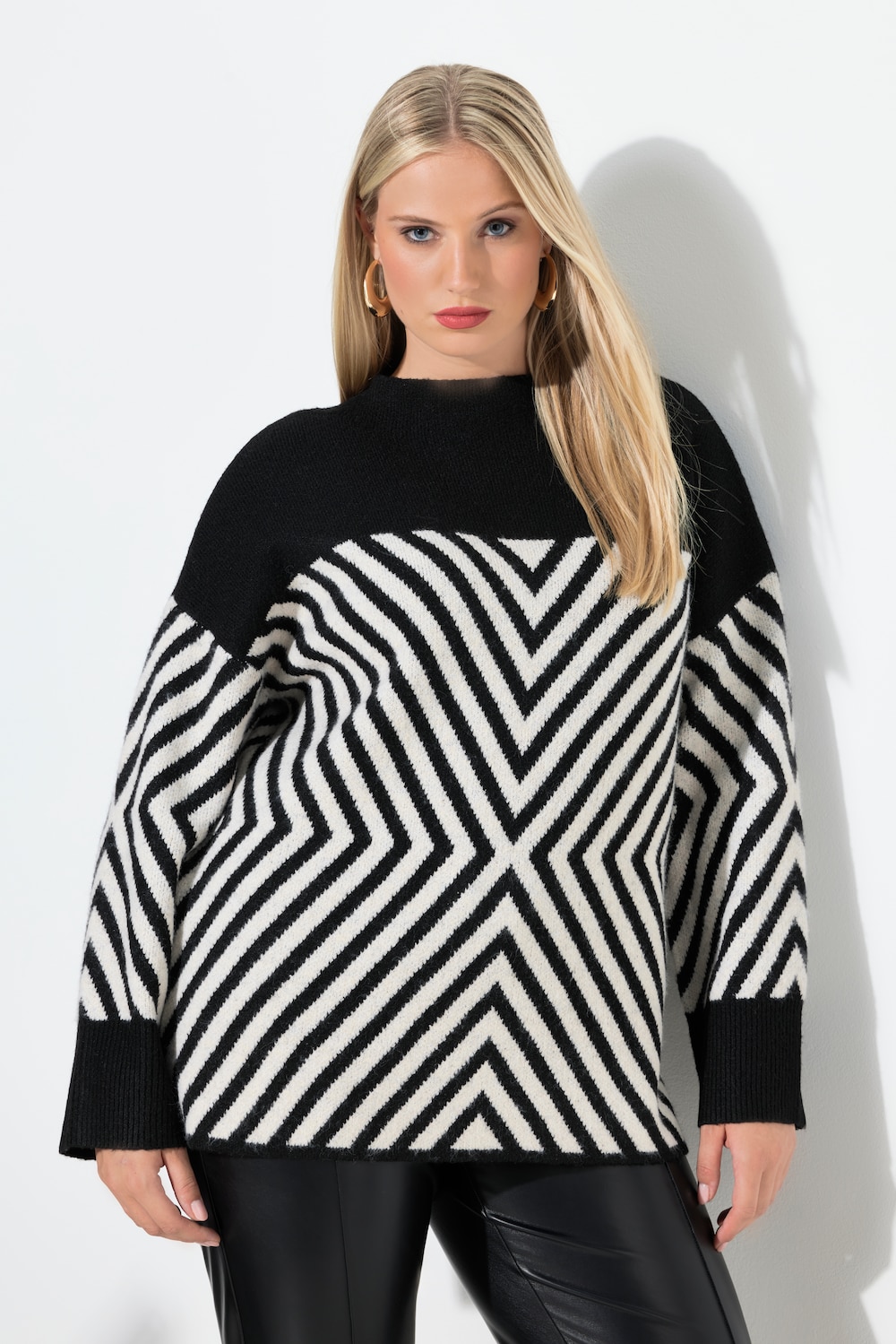 Große Größen Pullover, Damen, schwarz, Größe: 54/56, Synthetische Fasern, Ulla Popken von MODERN VIEW