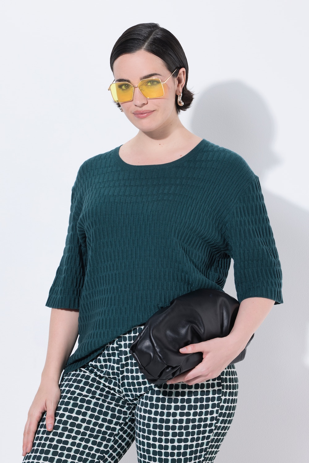 Große Größen Pullover, Damen, türkis, Größe: 50/52, Viskose/Synthetische Fasern/Polyester, Ulla Popken von MODERN VIEW