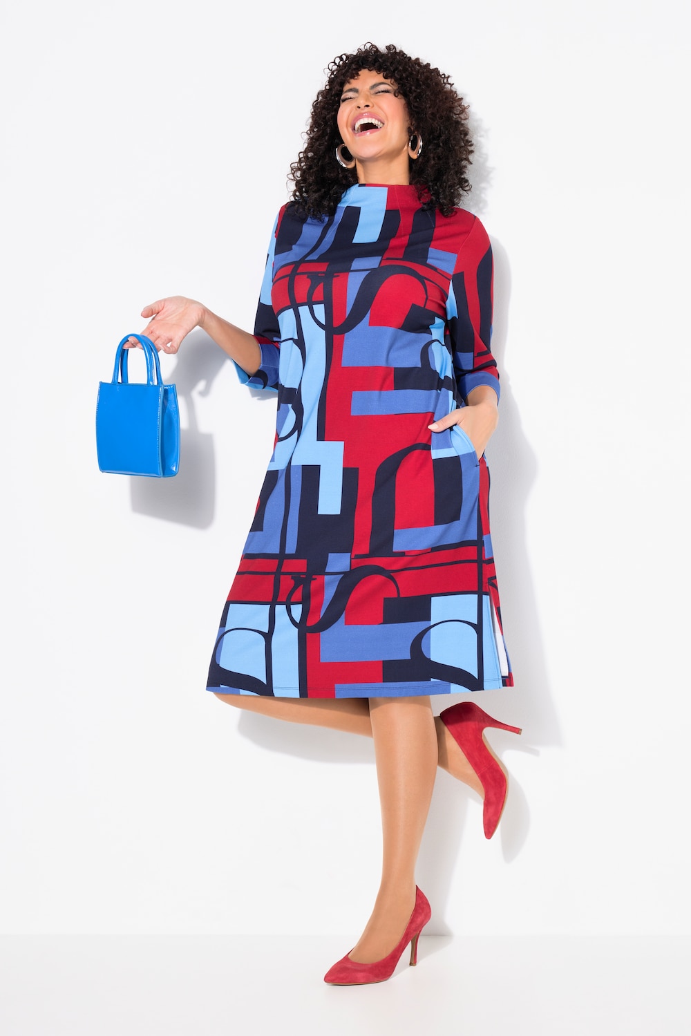 Große Größen Punto-Jerseykleid, Damen, rot, Größe: 54/56, Viskose/Synthetische Fasern, Ulla Popken von MODERN VIEW