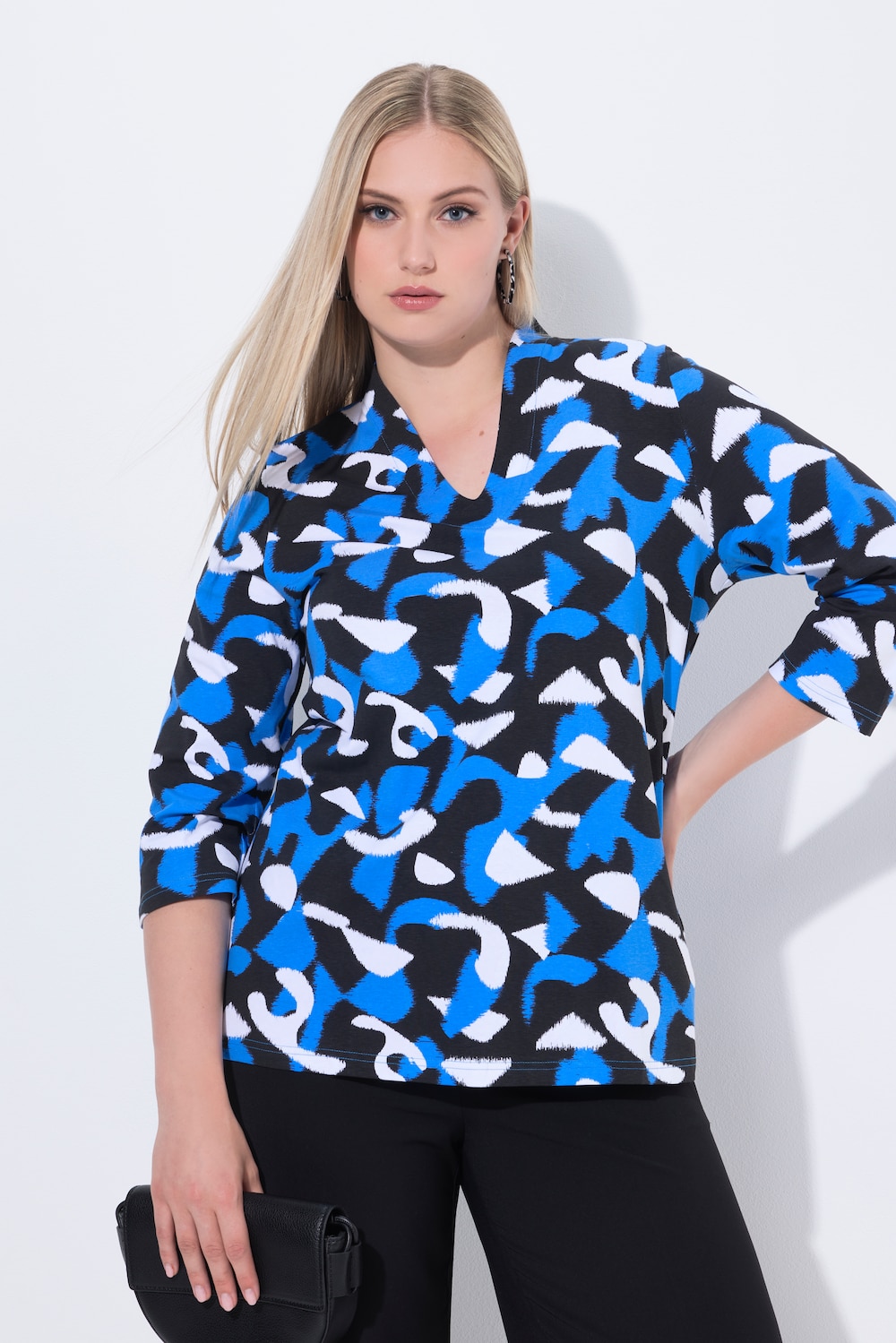 Große Größen Shirt, Damen, blau, Größe: 54/56, Baumwolle, Ulla Popken von MODERN VIEW