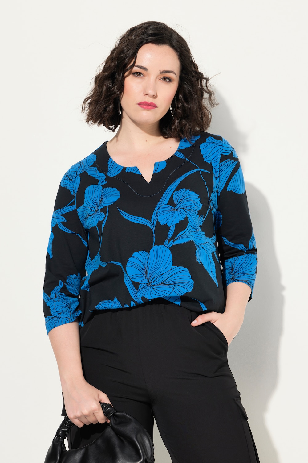 Große Größen Shirt, Damen, blau, Größe: 54/56, Baumwolle, Ulla Popken von MODERN VIEW