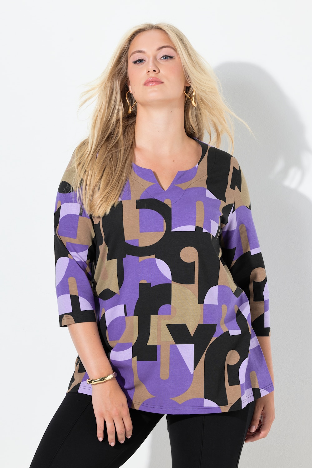 Große Größen Shirt, Damen, lila, Größe: 58/60, Baumwolle, Ulla Popken von MODERN VIEW