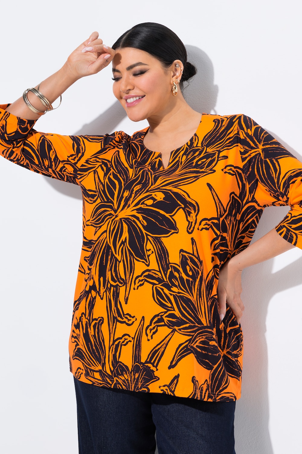 Große Größen Shirt, Damen, orange, Größe: 62/64, Baumwolle, Ulla Popken von MODERN VIEW