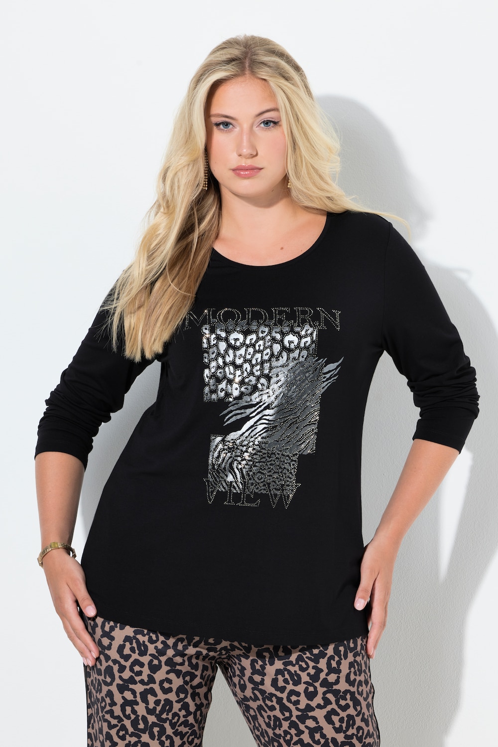 Große Größen Shirt, Damen, schwarz, Größe: 46/48, Viskose, Ulla Popken von MODERN VIEW