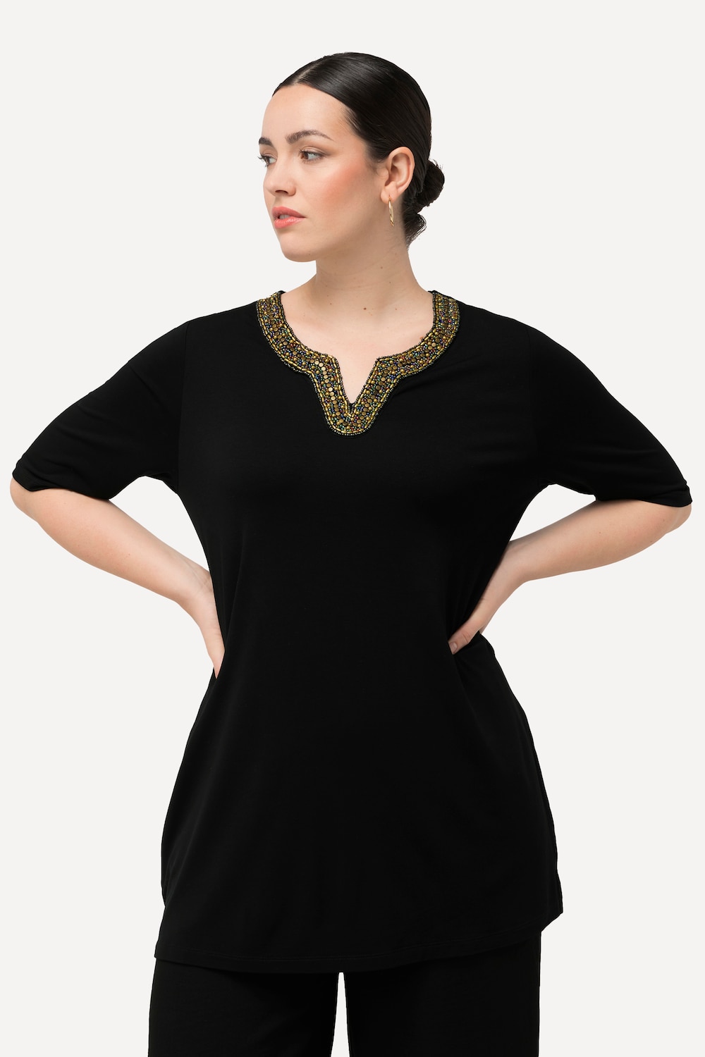 Große Größen Shirt-Tunika, Damen, schwarz, Größe: 46/48, Viskose, Ulla Popken von MODERN VIEW