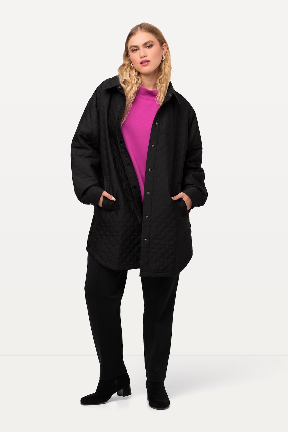 Große Größen Stepp-Overshirt, Damen, schwarz, Größe: 50/52, Polyester, Ulla Popken von MODERN VIEW