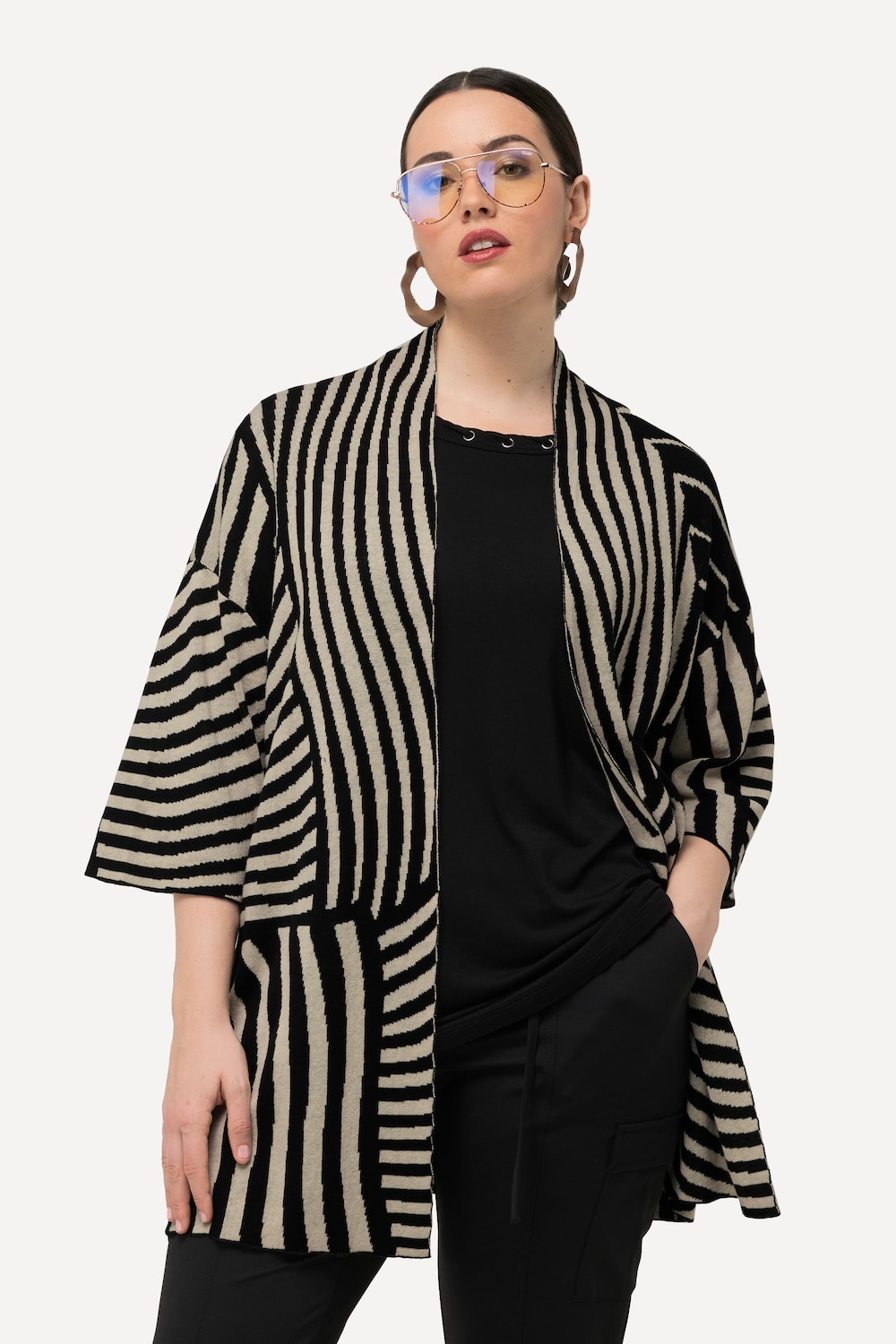 Große Größen Strickjacke, Damen, beige, Größe: 54/56, Baumwolle, Ulla Popken von MODERN VIEW