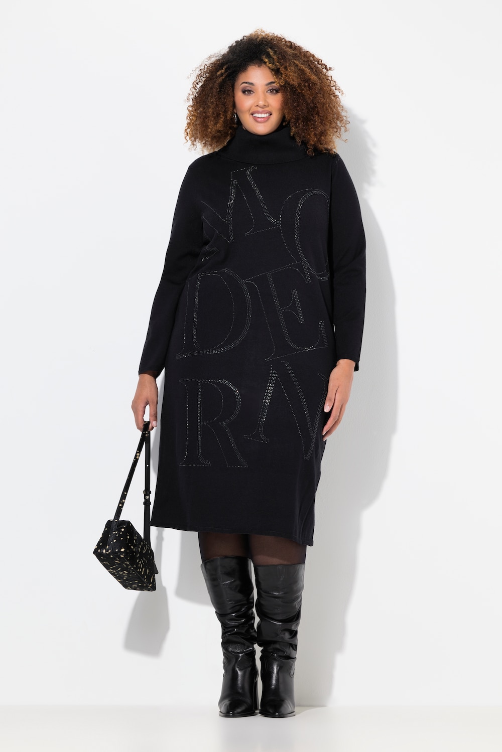 Große Größen Strickkleid, Damen, schwarz, Größe: 42/44, Polyester/Viskose/Synthetische Fasern, Ulla Popken von MODERN VIEW