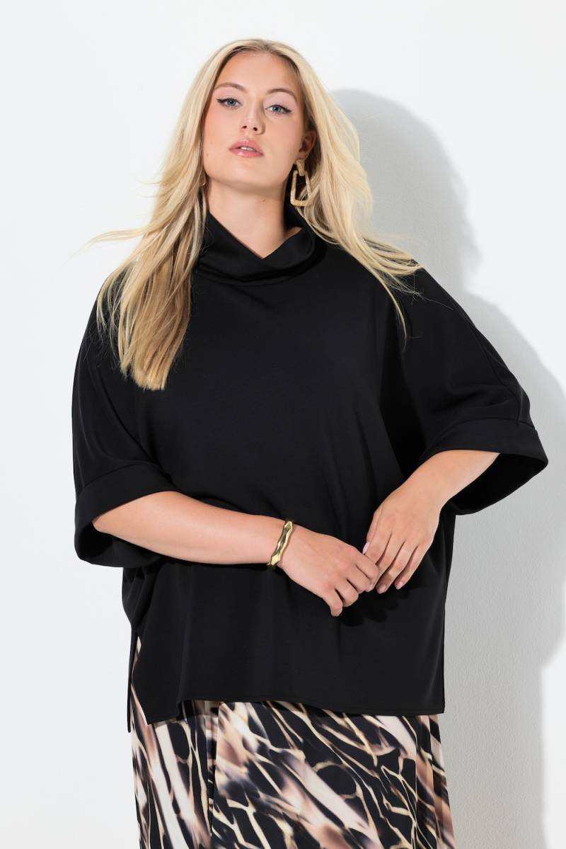 Große Größen Sweat-Poncho, Damen, schwarz, Größe: 1=42-48, Synthetische Fasern/Polyester, Ulla Popken von MODERN VIEW