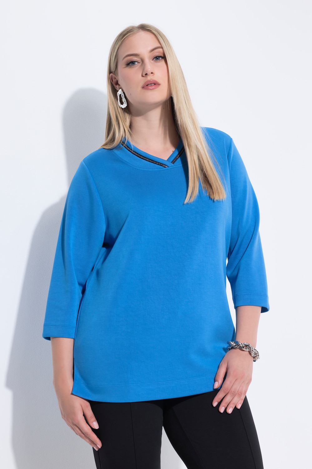 Große Größen Sweatshirt, Damen, blau, Größe: 46/48, Synthetische Fasern/Polyester, Ulla Popken von MODERN VIEW