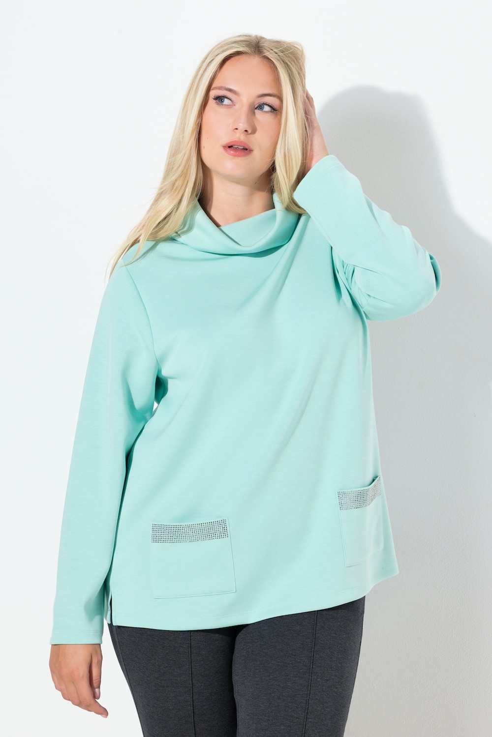 Große Größen Sweatshirt, Damen, türkis, Größe: 42/44, Synthetische Fasern/Polyester, Ulla Popken von MODERN VIEW