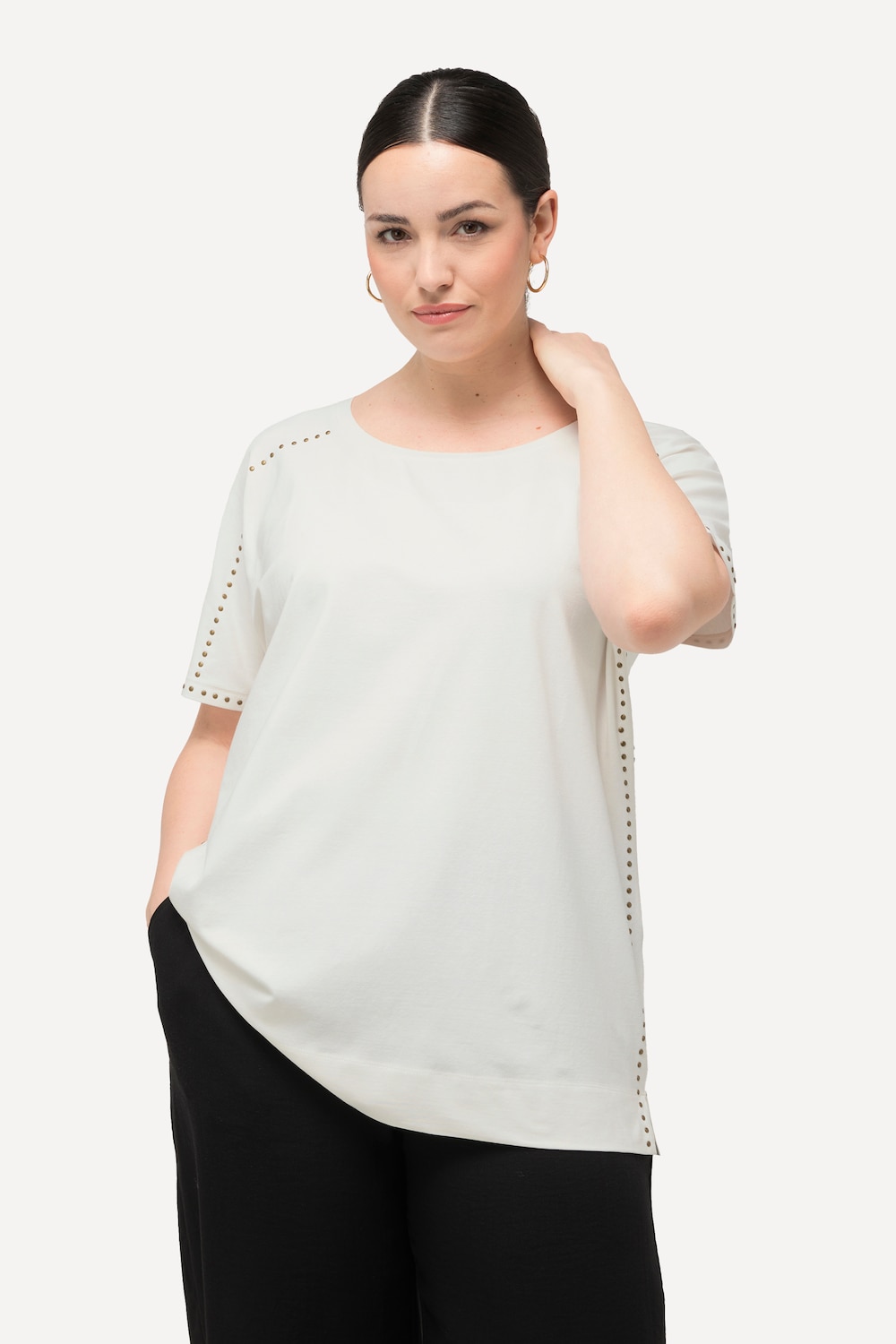 Große Größen T-Shirt, Damen, beige, Größe: 42/44, Baumwolle, Ulla Popken von MODERN VIEW