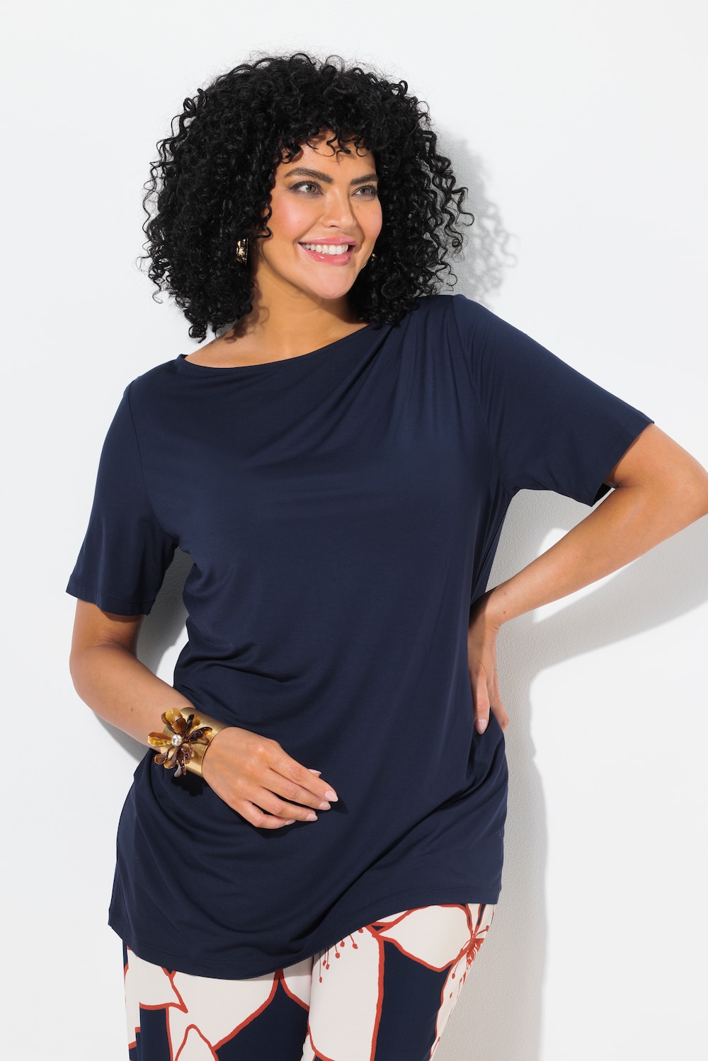 Große Größen T-Shirt, Damen, blau, Größe: 42/44, Synthetische Fasern, Ulla Popken von MODERN VIEW