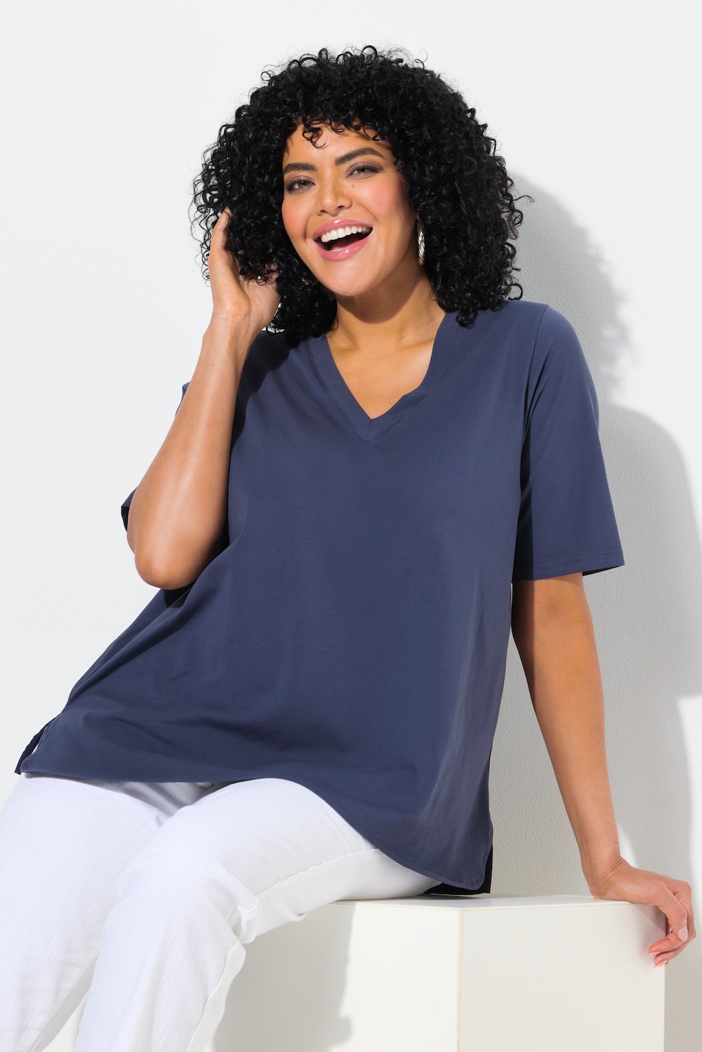 Große Größen T-Shirt, Damen, blau, Größe: 50/52, Ulla Popken von MODERN VIEW