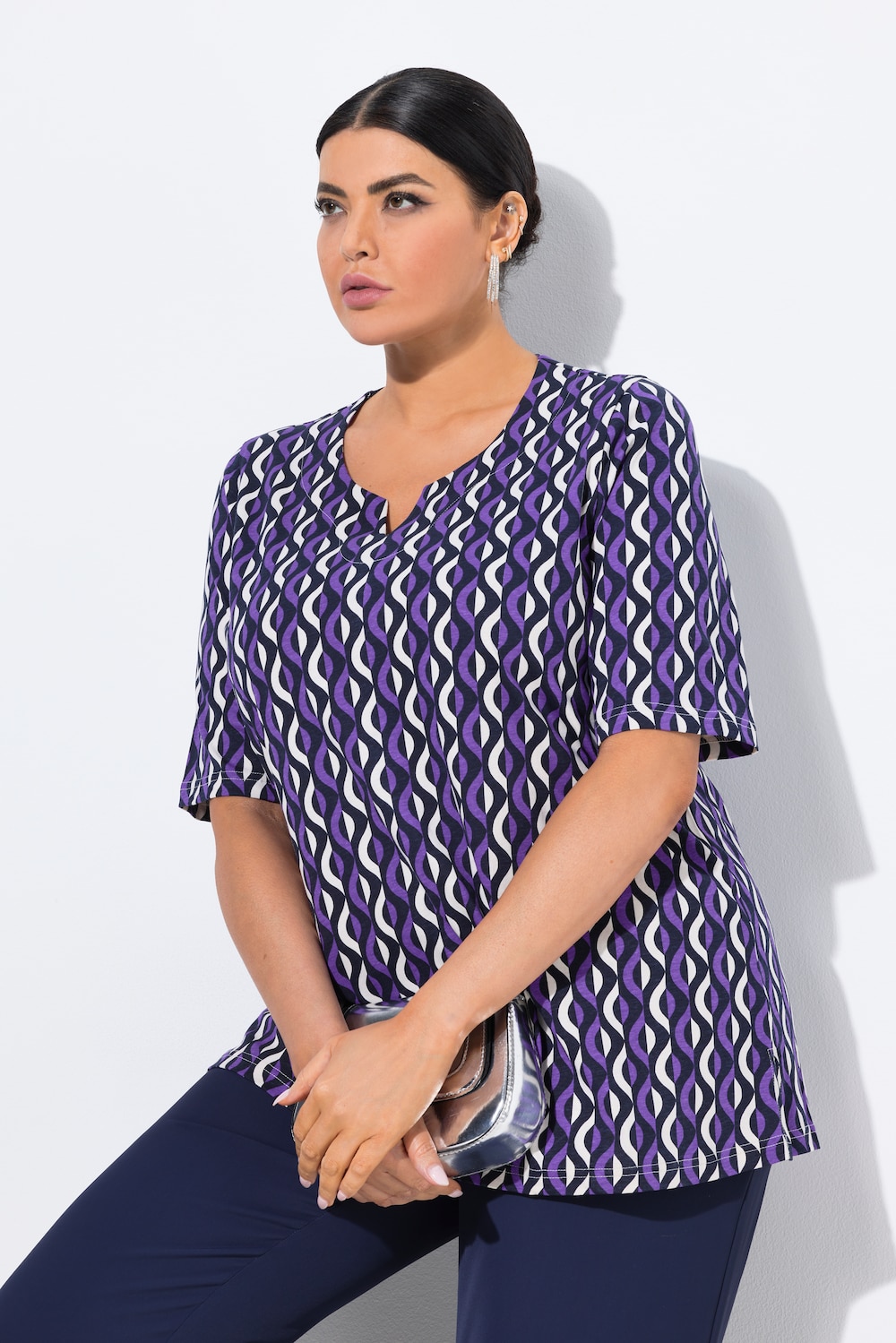 Große Größen T-Shirt, Damen, lila, Größe: 42/44, Baumwolle, Ulla Popken von MODERN VIEW