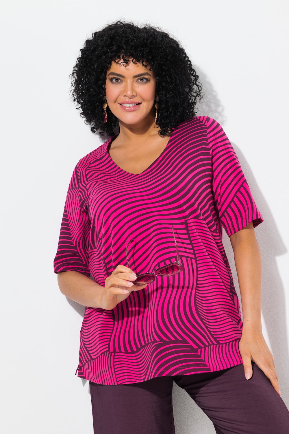 Große Größen T-Shirt, Damen, rosa, Größe: 42/44, Baumwolle, Ulla Popken von MODERN VIEW