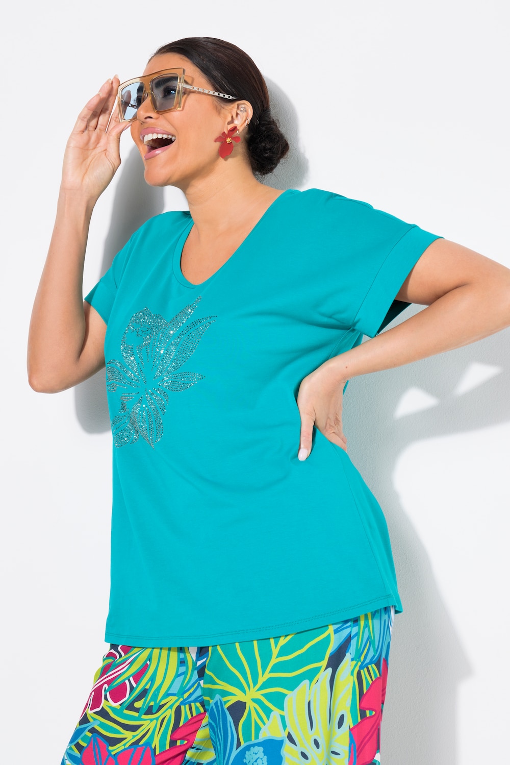 Große Größen T-Shirt, Damen, türkis, Größe: 42/44, Baumwolle, Ulla Popken Große Größen T-Shirt, Damen, türkis, Größe: 42/44, Baumwolle, Ulla Popken von MODERN VIEW