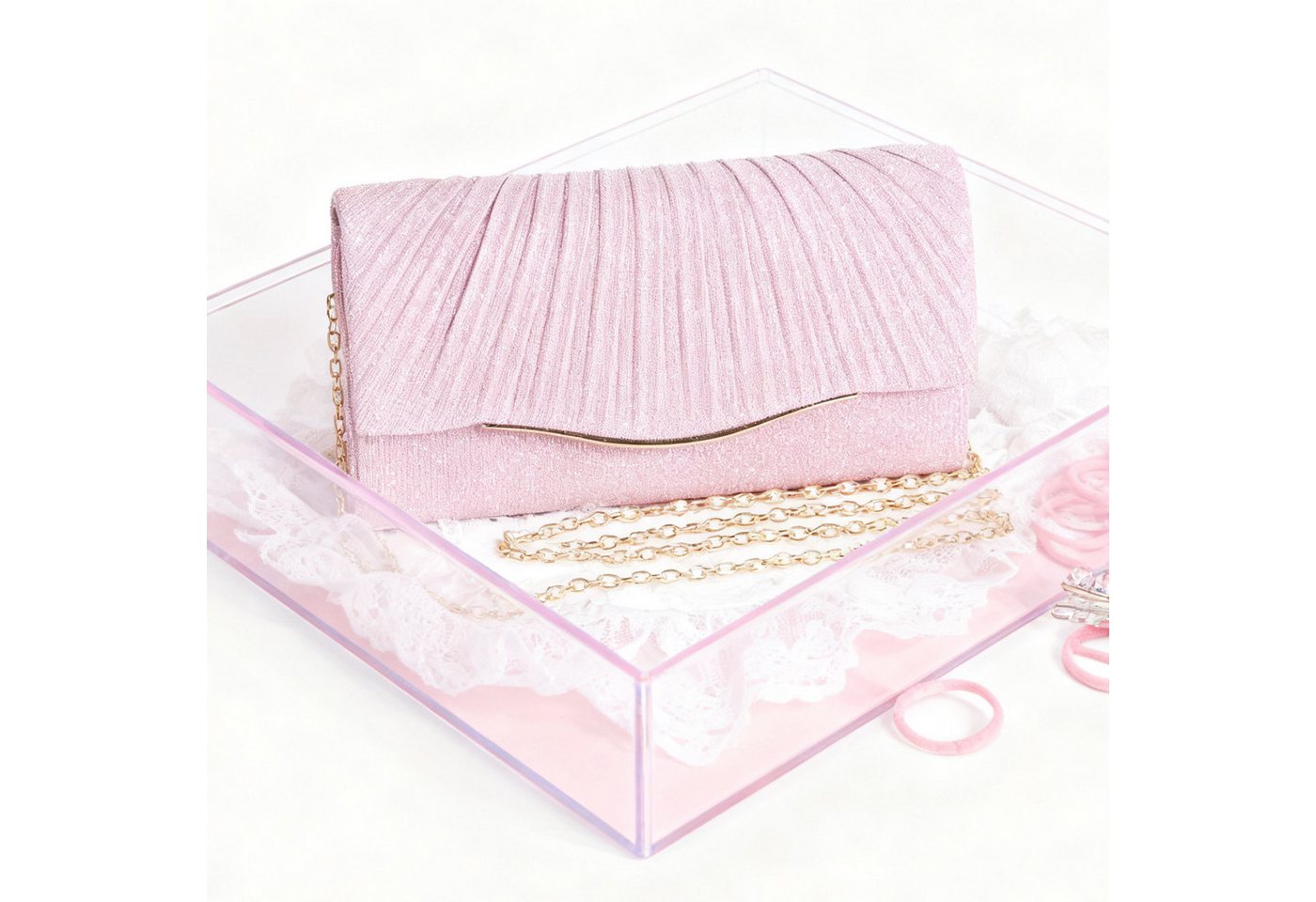 MODFU Abendtasche Funkelnde Handtasche Damen Kosmetik-Etui Crossbody (Kompakte Maße mit praktischem Kartenfach Abnehmbare 120-cm-Kette, 1-tlg., für Hand- Schulter- oder Crossbody-Trageweise), für Hochzeiten Partys Bankette und festliche Events von MODFU