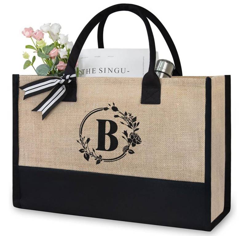 MODFU Einkaufsshopper Arbeitstasche Damen Jute Canvas Tote, 21 l, für Freizeit Arbeit Business Schule Büro Party Spaziergang von MODFU