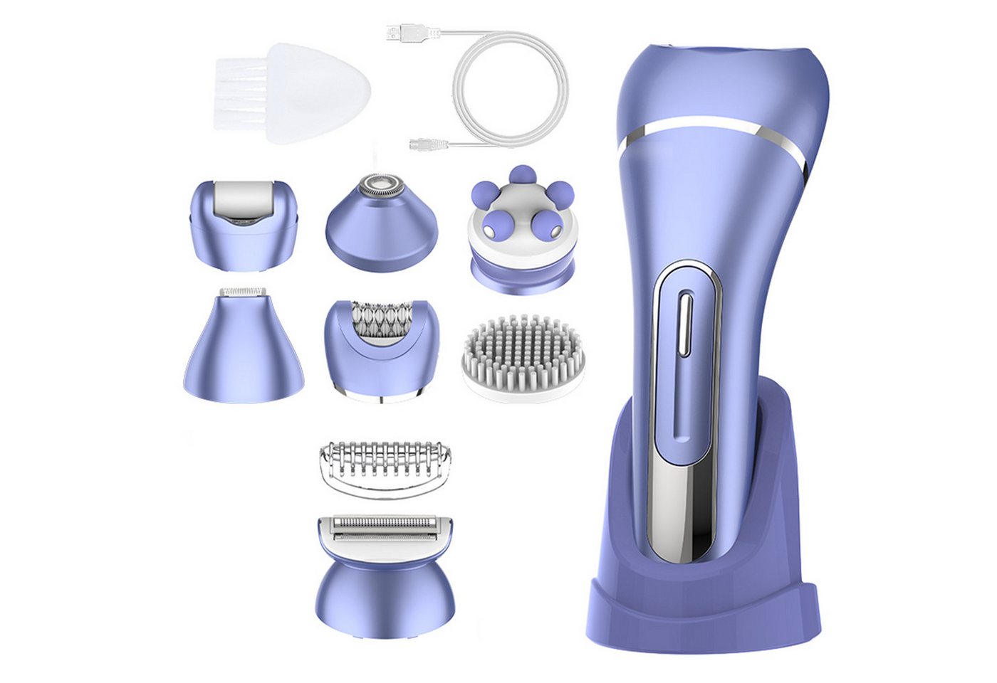 MODFU Elektrokörperrasierer Damen Epilierer Set 7-in-1 Multifunktion Haarentferner, Aufsätze: 10, mit Epilierkopf Rasierer Fußpflege Massagegerät Gesichtsrasierer, IPX7 wasserdicht LCD-Anzeige USB Wiederaufladbar Reisegröße von MODFU