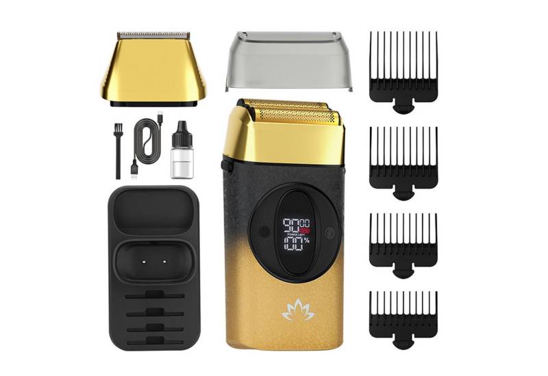 MODFU Elektrorasierer Herrenrasierer Rasierapparat Bartschneider, mit austauschbarem Kopf, Reciprocating Shaver, Trocken- und Nassrasur mit 3 Geschwindigkeiten Dreifach-Klinge, mit Magnetische Klingenabdeckung IPX7 wasserdicht von MODFU