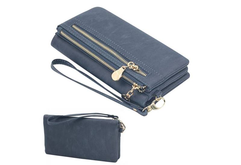 MODFU Geldbörse Damen Kunstleder Portemonnaie Portmonee Geldtasche (Kunstledergeldbörse Handtasche Brieftasche, mit Armband, 11 Kartenfächern, Geldscheinfächern), Geld Beutel mit Münzfach Groß 18,5 x 9,5 x 3cm von MODFU