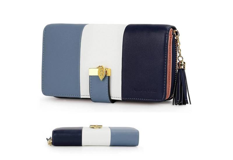 MODFU Geldbörse Damen Reiseportemonnaie Geldbeutel kompakt Portmonee (Brieftasche mit Münzfach Geldscheinfach 12 Kartenfächern, Reißverschluss, kompakt), 19,5 x 10,5 x 2,5cm, Mode Accessoire für Alltag Büro Reisen Geschenk von MODFU