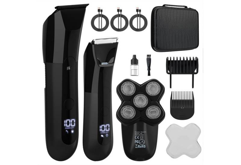 MODFU Haarschneider 3-in-1 Kabelloser Herren Haarschneidemaschine Profi Set, IPX7 Wasserdichte Barttrimmer 5D Glatzenrasierer, Kabelloser Herren Elektrischer Rasierer mit LED Display von MODFU