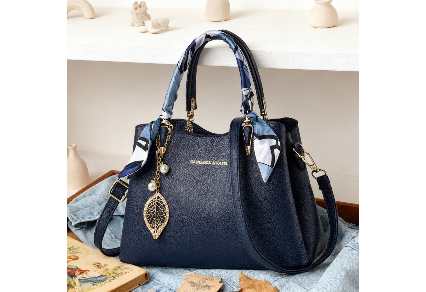 MODFU Henkeltasche Handtasche Umhängetasche Tragetasche Aktentasche Tasche Damen (abnehmbarer Schulterriemen vielseitig tragbar Alltags Business-Tasche, 1-tlg., 3 Hauptfächer Reißverschluss- und Handyfach), Vielseitig für Alltag Partys Geschäftstermine und stilvolles Geschenk von MODFU