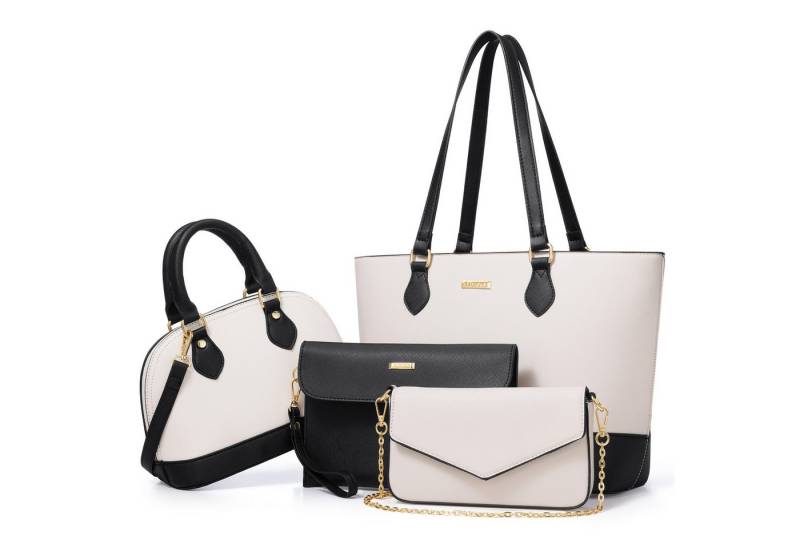 MODFU Henkeltasche Umhängetasche Handtasche Tragetasche Aktentasche Tasche Damen (Schultertasche Arbeitstasche Messenger-Tasche Top Griff Schultergurt, 4-tlg., Freizeittasche, Ledertasche, Unitasche, Bürotasche), für Frau Frauen Jungen Freizeit Arbeit Business Schule Büro Reisen usw von MODFU