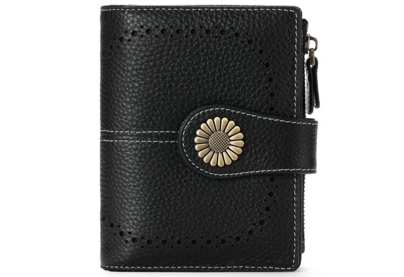 MODFU Kartenetui Damen Kreditkartenetui Card Holder Kartenhalter Visitenkartenetui kurz (aus Kunstleder mit 16 Kartenfächer und Münzfach Reißverschluss, Bifold Wallet, Geldbeutel, Geldbörse, Frauen, Tragbar, RFID-Schutz), für Kreditkarte EC Karte Bank Karte Personalausweis Visitenkarten usw von MODFU