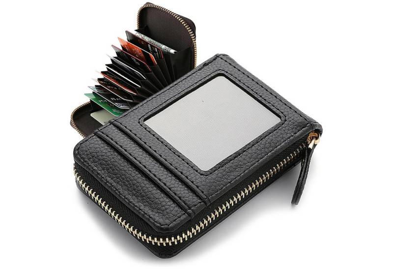 MODFU Kartenetui Geldbörse Kreditkartenetui Portemonnaie RFID Geldbeutel (8x12x2,5 cm mit 10 Kartenfächer 2 Geldscheinfächern 1 Ausweisfenster, 1-tlg., Slim Walle, Geldbeutel, Geldbörse, Tragbar, Portemonnaie), für Kreditkarte EC Karte Bank Karte Personalausweis Visitenkarten usw von MODFU