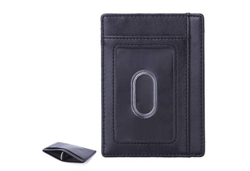 MODFU Kartenetui Geldbörse klein Leder Portemonnaie Wallet (Portmonee Kreditkartenetui mit RFID-blockierend, 1-tlg., Tragbar, 11 x 8.2 cm, mit 7 Kartenfächern und Sichtfenster), für Kreditkarte EC Karte Bank Karte Personalausweis Visitenkarten usw von MODFU