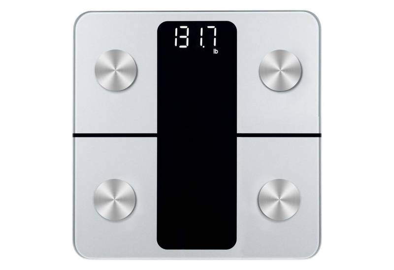 MODFU Körper-Analyse-Waage Körperfettwaage Personenwaage Digital Körperwaage Körperanalysewaage, bis 180kg mit Batterien Anti-Rutsch-Füße und auto Kalibrierung 28x28cm, Bluetooth Diagnosewaage Personen Körperanalyse Waage mit APP / Display, für Körperfett BMI Gewicht Wasser Muskelmasse Protein BMR Körperalter von MODFU