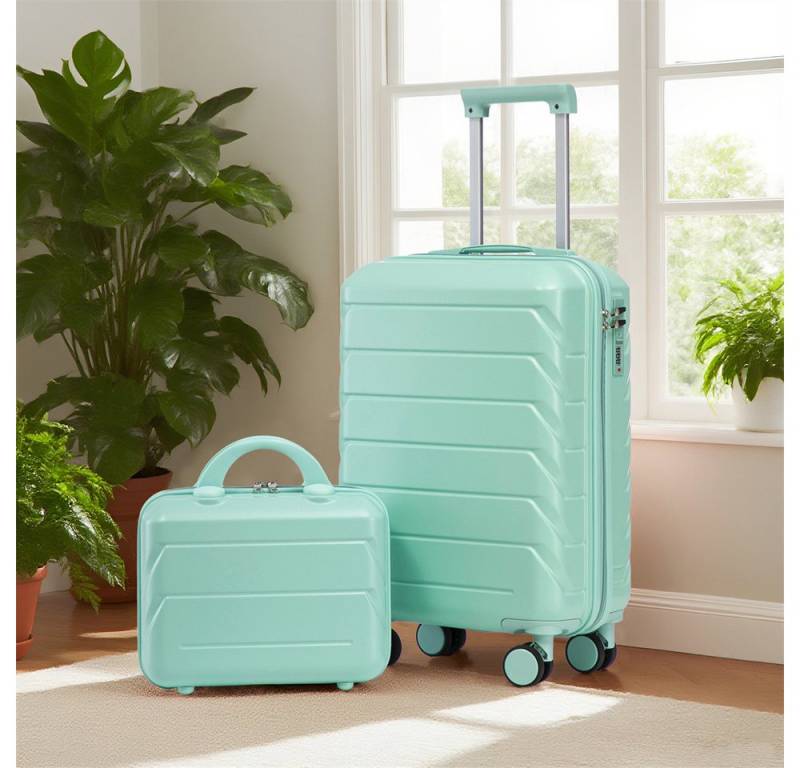 MODFU Kofferset ABS-Spinner-Trolleyset mit Zahlenschloss, 4 Rollen, (mit Kosmetiktasche, 2 tlg., S-M-Set) von MODFU